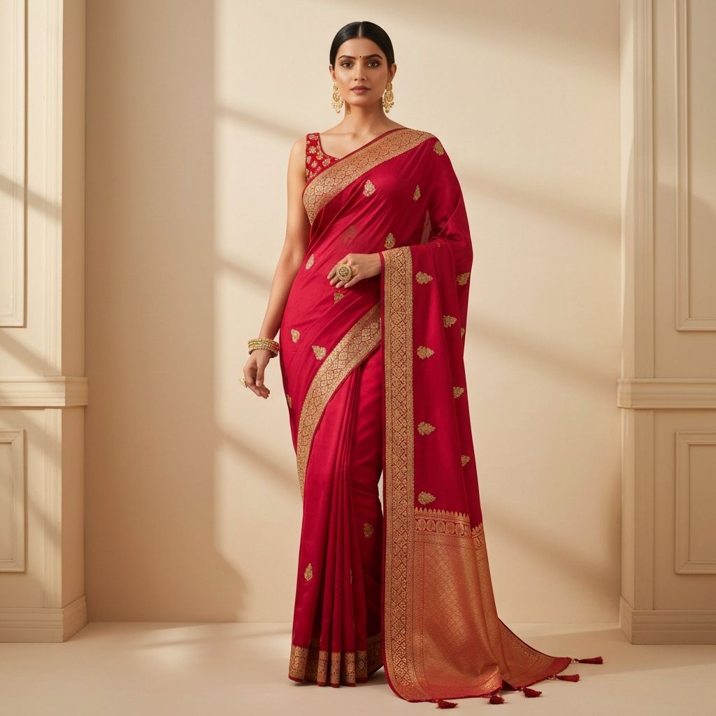 Elegant designer silk saree with traditional Indian craftsmanship and contemporary styling for wedding ceremonies