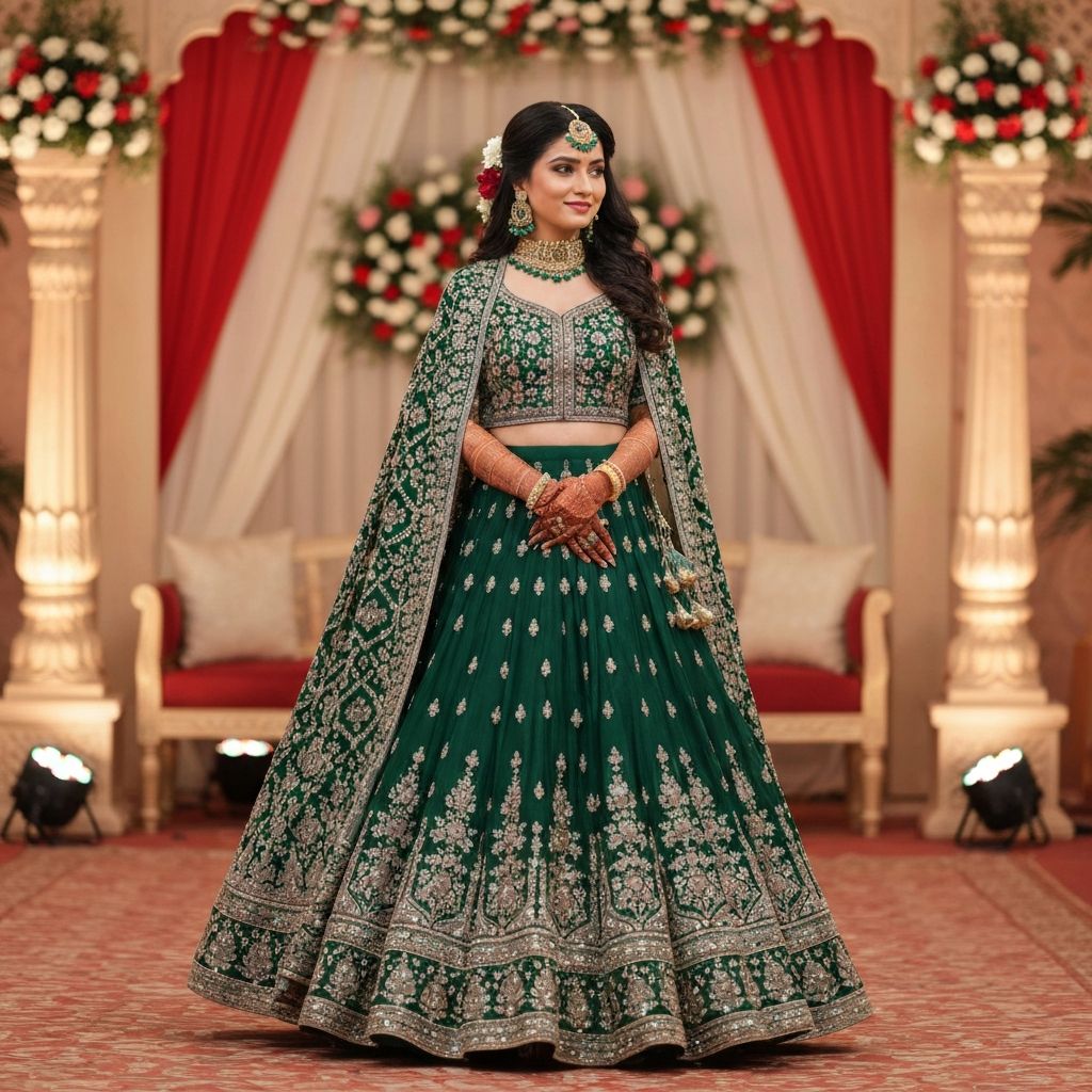 Modern fusion gown with embroidered cape replacing traditional dupatta for contemporary Indian wedding